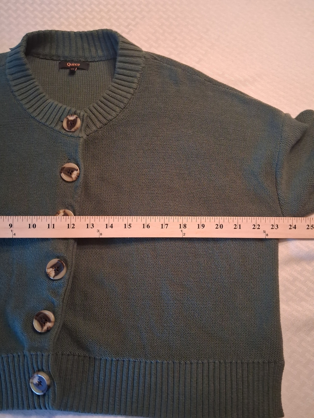 Quince Olive Green Button-Front Cardigan - Picture 6 of 8
